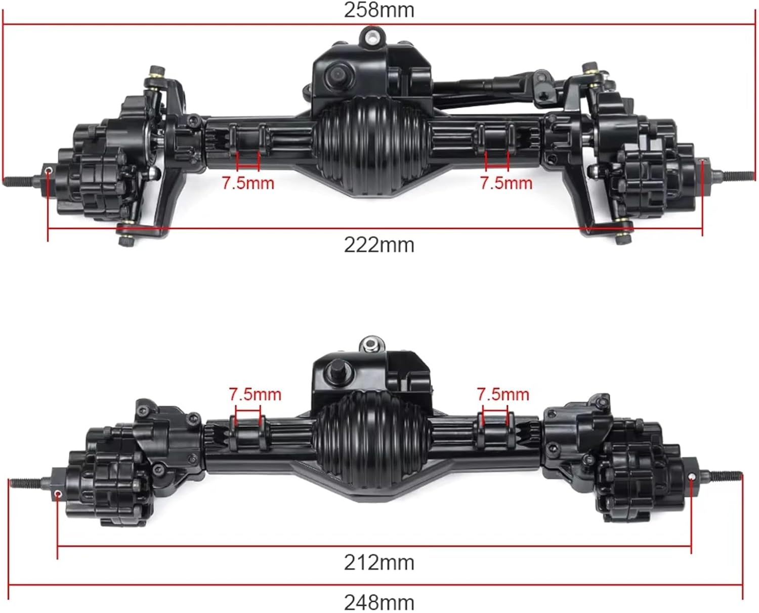RC Car Accessories Compatible with Axial for SCX10 II 90028 1/10 RC Crawler Parts Replacement Accessories Metal Axle Front Rear Straight Complete Axle(Front and Rear)