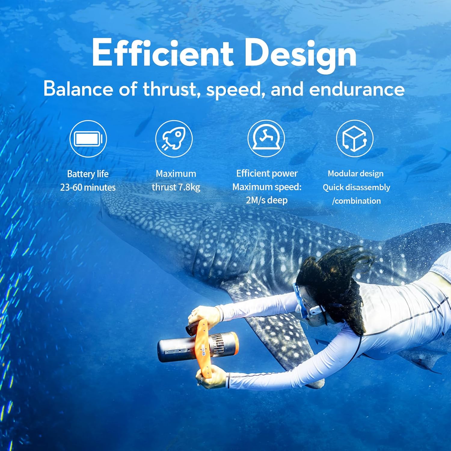 BuddyRC Edge K5 Underwater Scooter for Adults with Action Camera Mount，3-Speed Control Sea Scooter with Dual Motors Water Scooter 50M Waterproof for Pool Scuba Diving Snorkeling Sea Adventures