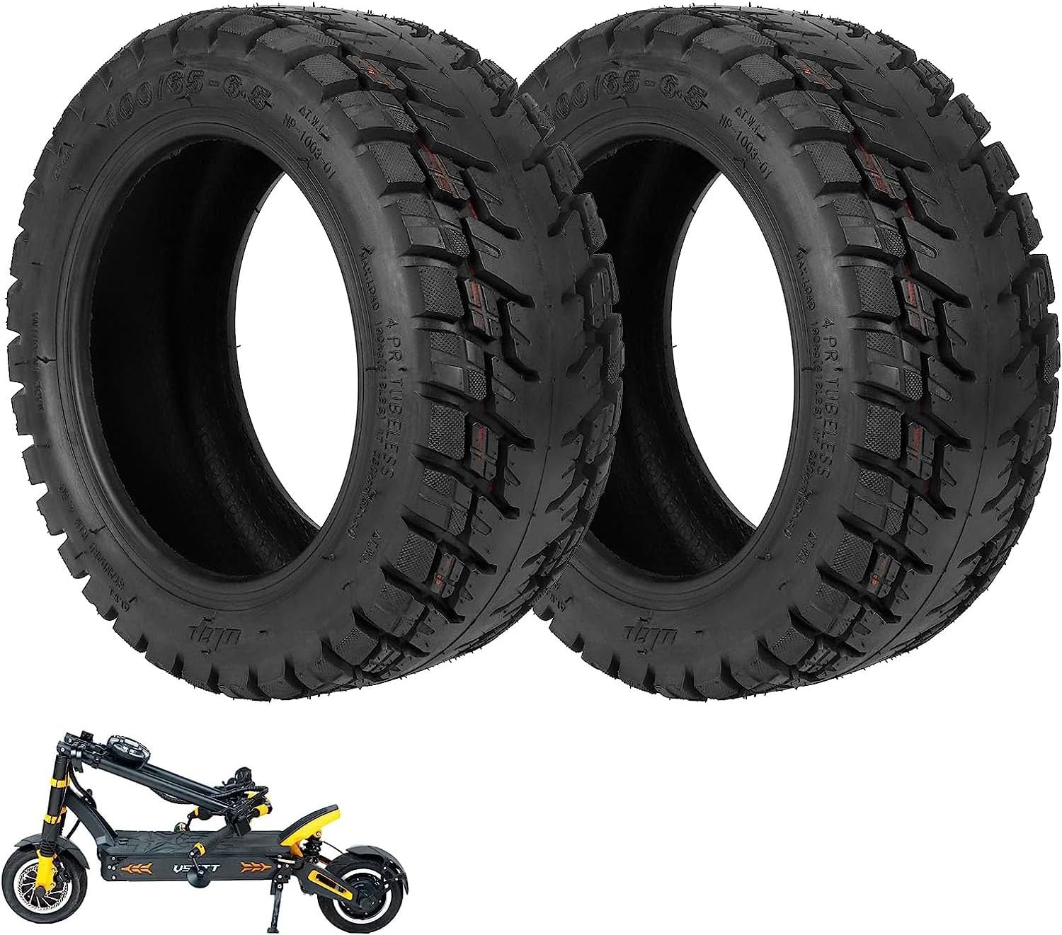 11 Inch Tubeless Electric Scooter Tires - Off-Road, Wider and Thicker 100/65-6.5, Vacuum Tire for Scooter