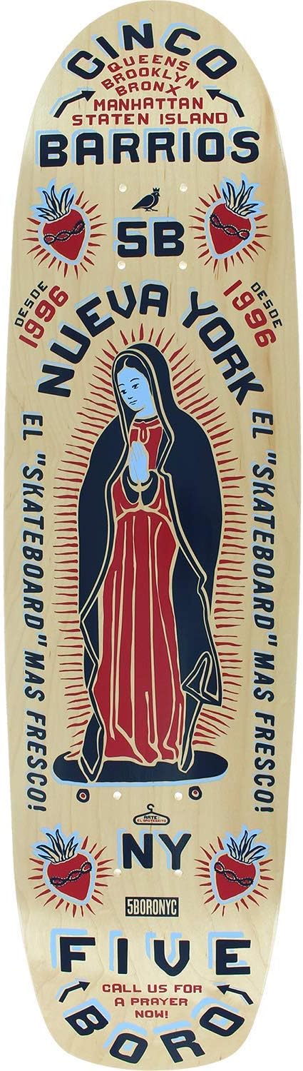 5boro Cinco Barrios Cruiser Skateboard Deck -8.0 Natural - Assembled AS Complete Skateboard