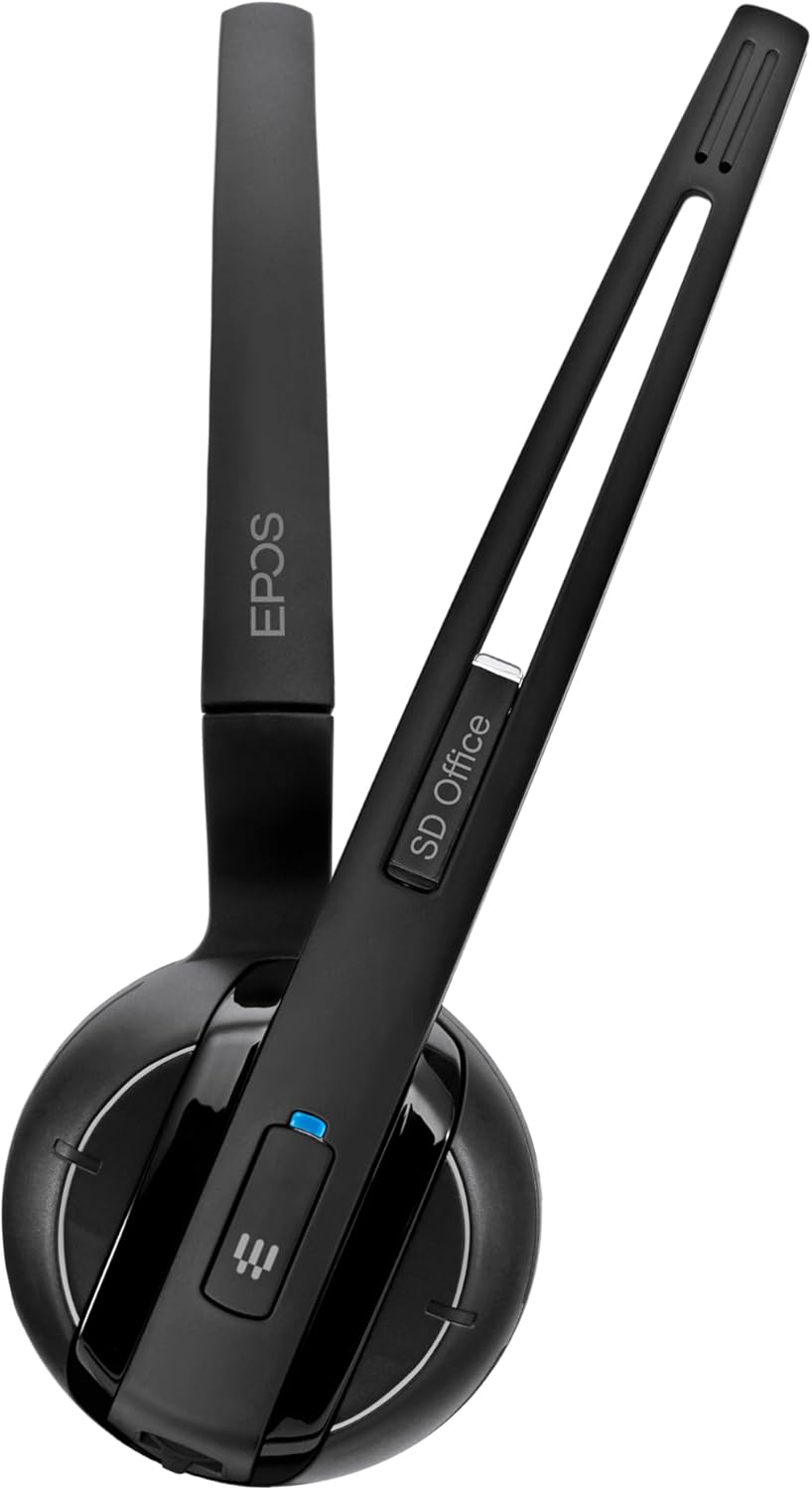 Sennheiser SD Office ML (506009) - Single-Sided DECT Wireless Headset for Desk Phone and Skype for Business Connection, Noise-Cancelling Microphone, Multiple Wearing Styles (Black)