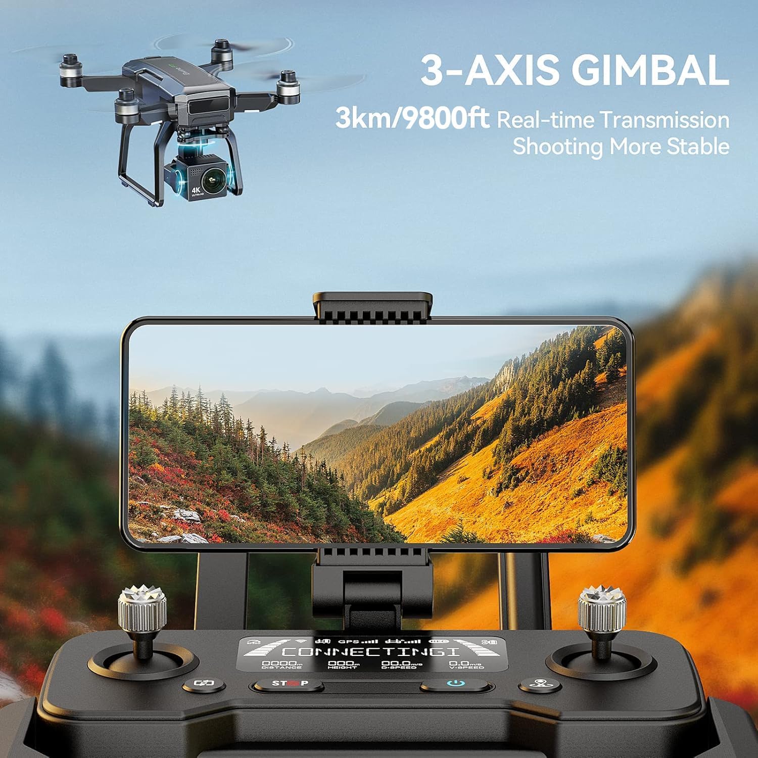 Bwine F7GB2 Pro Drones with Camera for Adults 4K UHD Aerial, 3-Axis Gimbal, 10000FT Control, 75 Mins Flight Time with 3 Batteries, GPS Follow, Waypoint, Orbit Fly, Auto Return, Beginner Mode