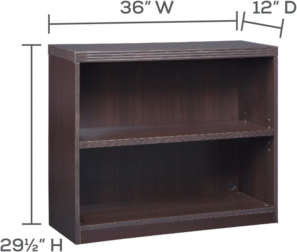 Safco Mayline AB2S36LDC Aberdeen Bookcase, 2 Shelf, Mocha Tf