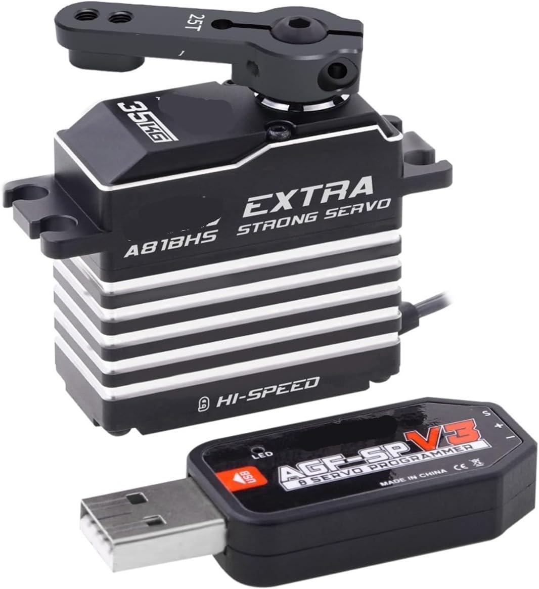 35KG High Torque A81BHS HV Ultra High Speed ​​Steel Gear Brushless Standard Servo for 1/8 Scale(A81BHS 35kg Set1)