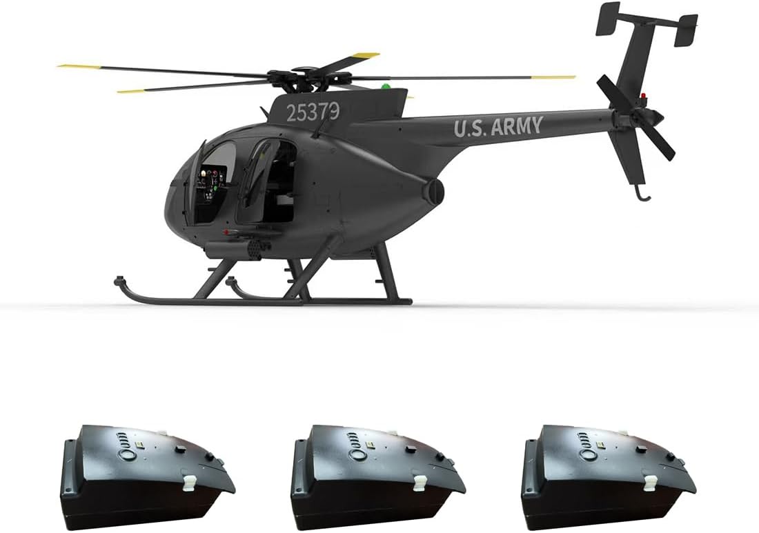 Yu Xiang F119S MD500 Little Bird RC Helicopter, 1/16 Scale RC Military Helicopter with Flybarless Rotor Head, 6G/3D Switchable Modes Openable Cockpit