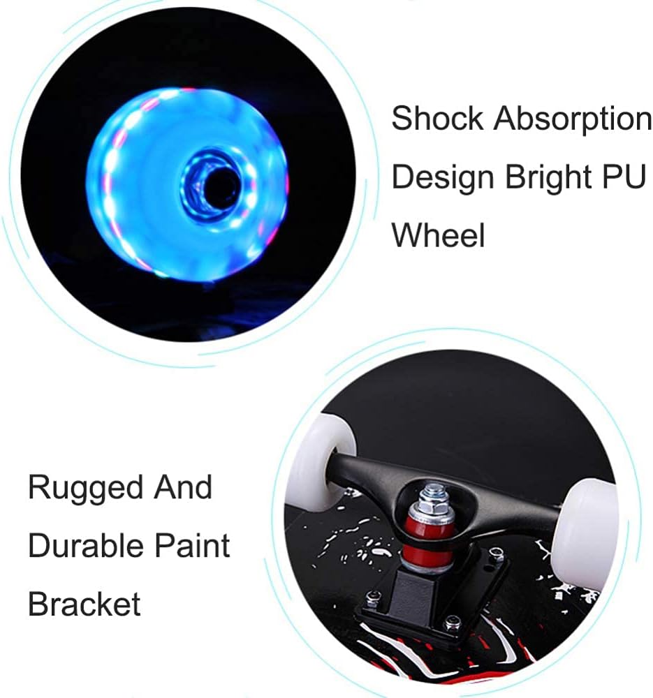 Skateboard 31 x 8 Inch Fun Printed Complete Skateboards 8 Layer Canadian Maple Wood Cruiser Skateboards for Beginners Kids Boys Girls Teens Adults