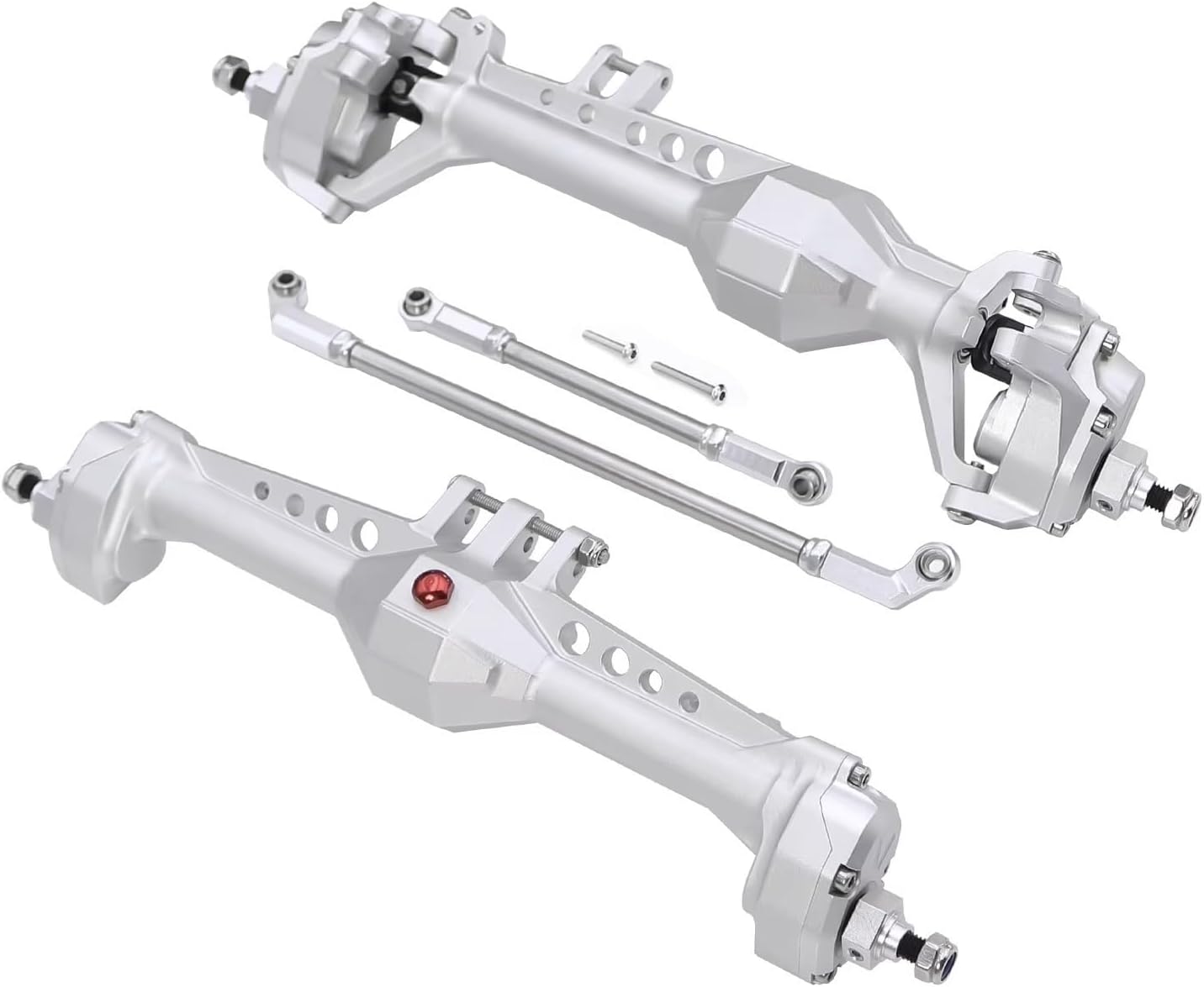 Compatible with Vanquish for VS4-10 for Phoenix F10 for LCG 1/10 RC Crawler Car Upgrade Parts Aluminum Front Rear Portal Axle Complete Set RC Car Part Accessories(Silver,1 Set)