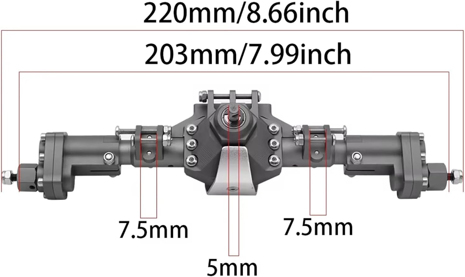 RC Car Parts Compatible with Axial for SCX10 II 90046 90047 for Redcat GEN8 1/10 RC Crawler Car CNC Machined Aluminum Alloy Front and Rear Portal Axle(Front and Rear)