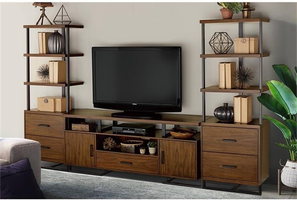 Lexicon Sedley Metal 3 Shelf Bookcase in Walnut and Black