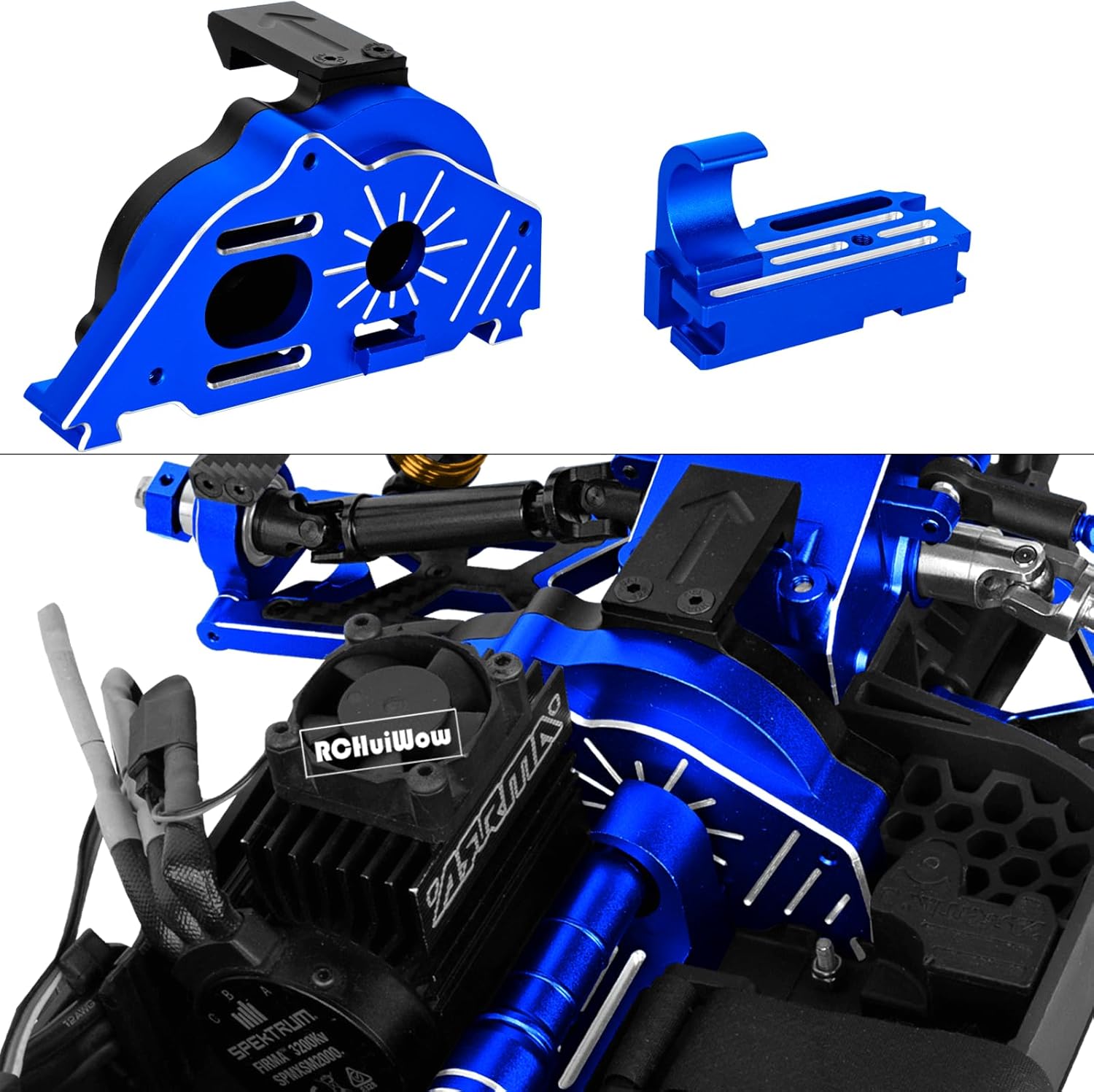 RC Upgrades Part for 1/8 Typhon 3S BLX,Shocks,Driveshafts,Transmission,Turnbuckles,A Arms,Caster Block Set,Center CVD &Support,25T Servo Saver,58T Slipper,Steering,Navy Blue
