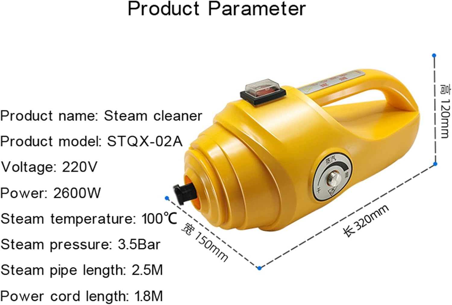 High Pressure Steam Cleaner,2600W Mobile Cleaning Machine Steam Cleaner High Pressure Steam Cleaner Kitchen Range Hood Air Conditioner Cleaning Tools