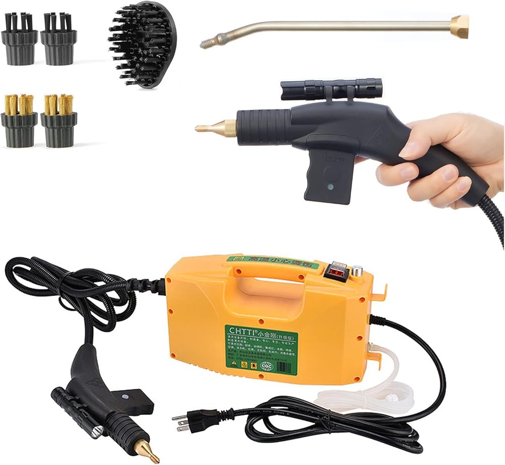 Handheld High Pressure Steam Cleaner,1700W Multifunction Steam Tool Kit,Portable Steam Cleaning Machine for Home Kitchen Furniture Car (yellow)