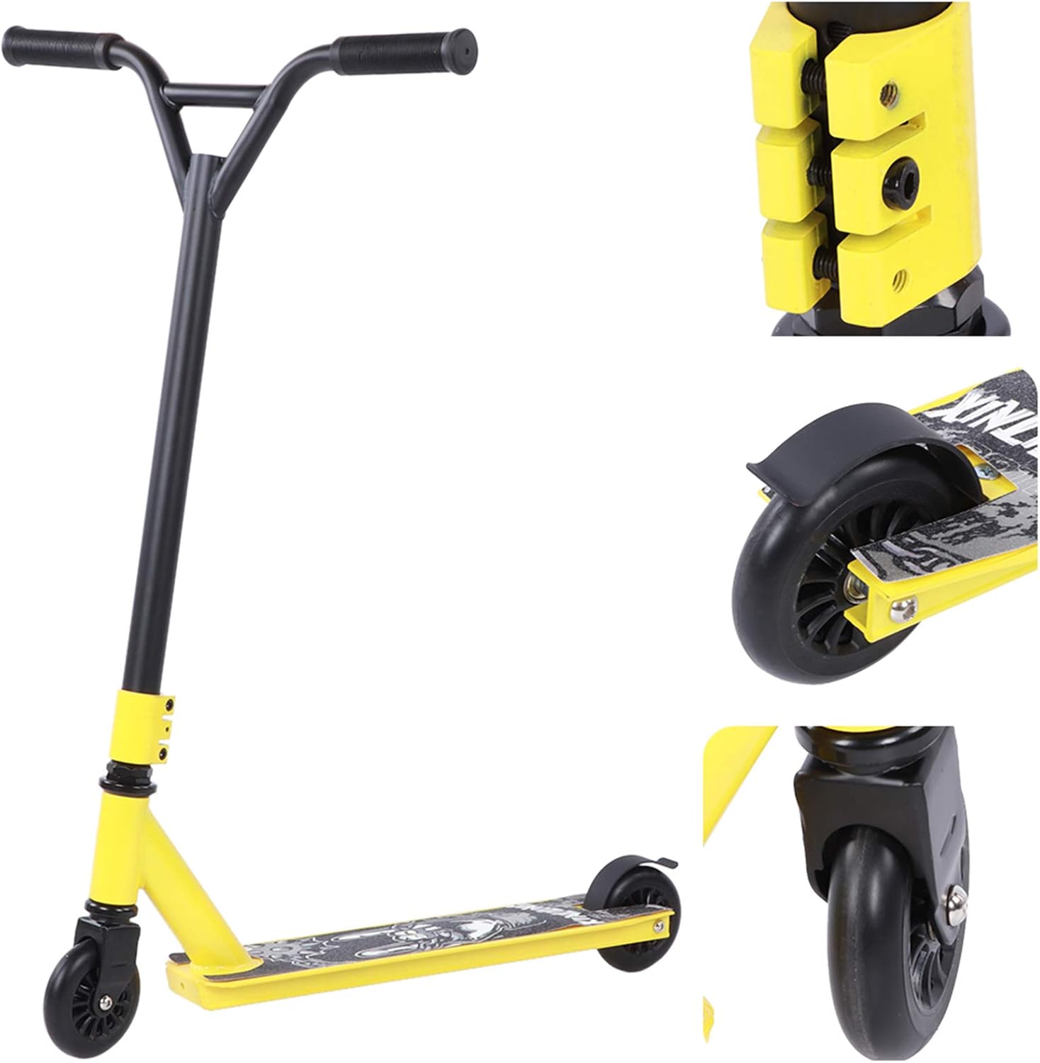 Yellow ScootAdult Stunt Scooter with 2 PU Wheels, PU Pla Wheels, Sliding Pedal Equipment, Portable for Commuting, Shop and oor Ad