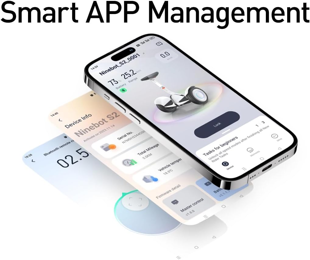 Segway Ninebot S2 Electric Self-balancing Scooter, 11.2mph Top Speed, 21.7 Miles Range w/Adjustable Height, Hoverboard UL-2271 2272 Certified