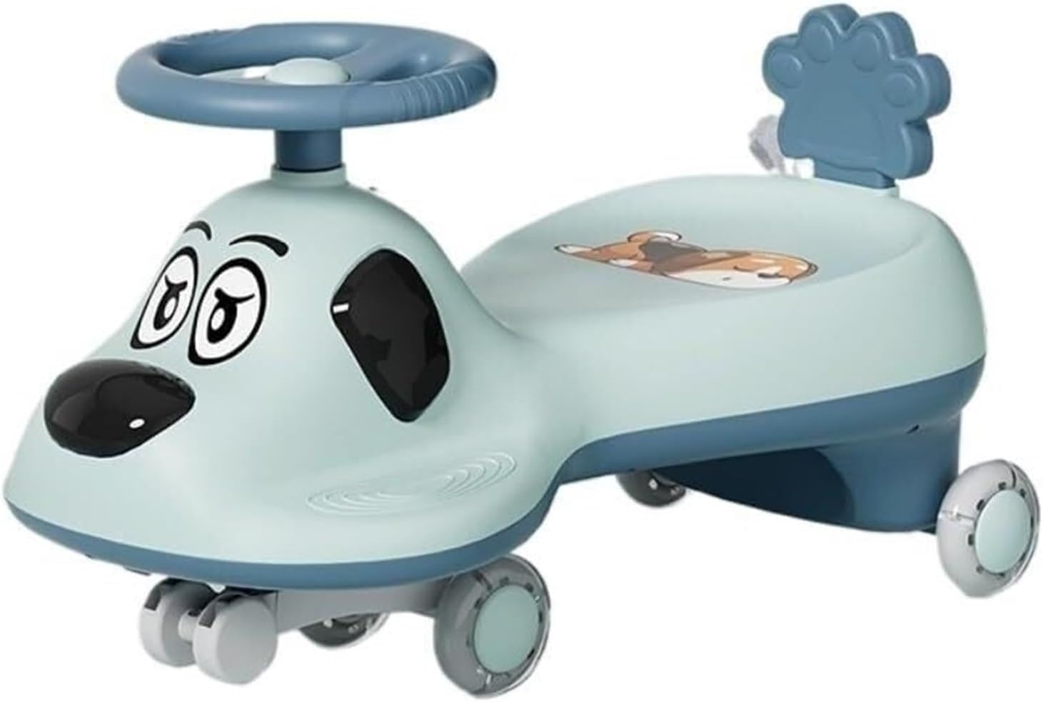 Wiggle Scooter Ride on Toy for Kids Swing Car with Music Light and Flashing Wheels Anti-Rollover Just Twist for Toddlers(Blue)