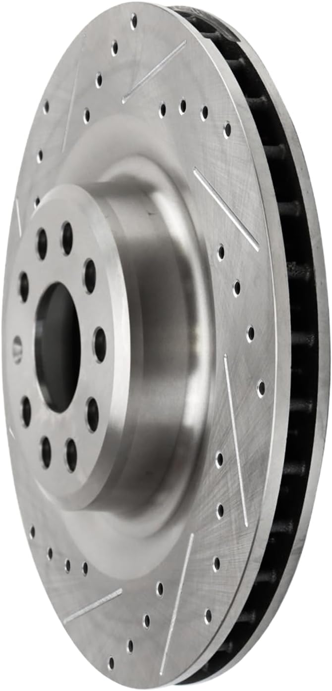 Detroit Axle - Brake Rotors for 2016-2021 Tesla Model S Model X, Drilled and Slotted Disc Brake Rotors Replacement : 13.98