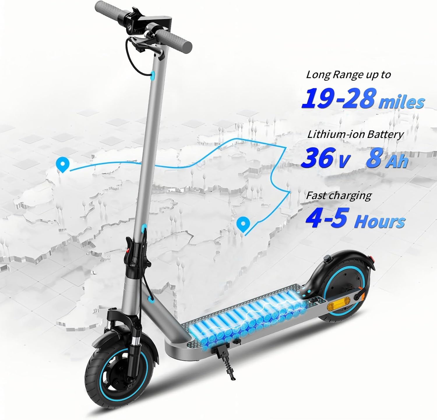 E-Scooter 500W Peak Motor,19MPH/19-28mi Range, 8.5