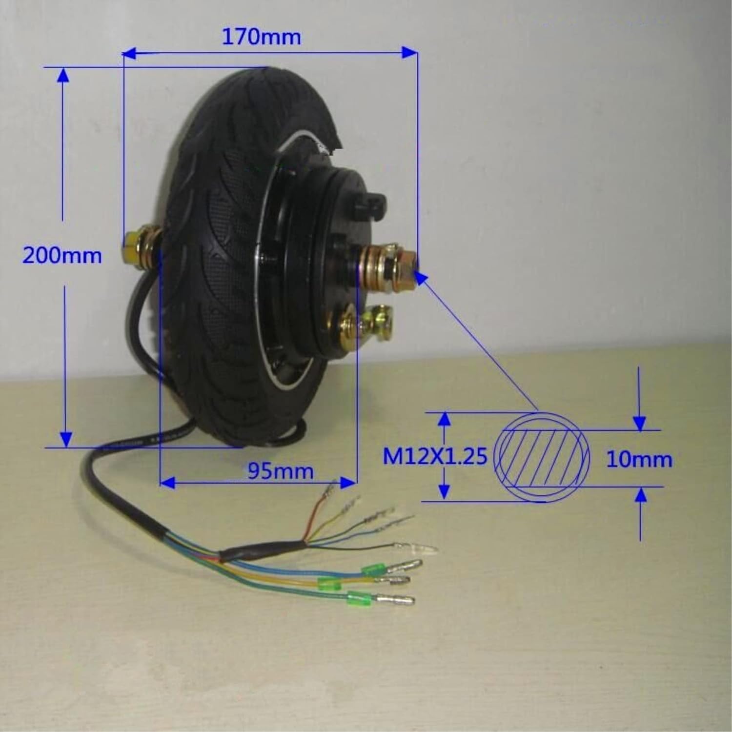 Scooter Brushless Hub Motor, 36V 350W Electric Scooter 8 Inch Anti-Skid Wheel Tire Set Lightweight Fast Start Accessory