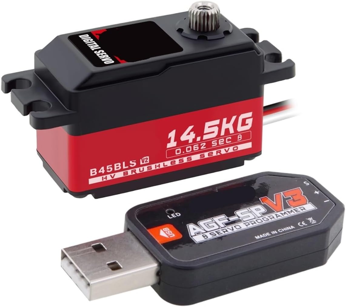 B45BLS V2 48g HV 2BB Steel Gear 14.5KG Brushless Low Profile High Speed ​​Servo Motor Suitable for 1/10 1/12 Scale(B45BLS V2 Set 2)