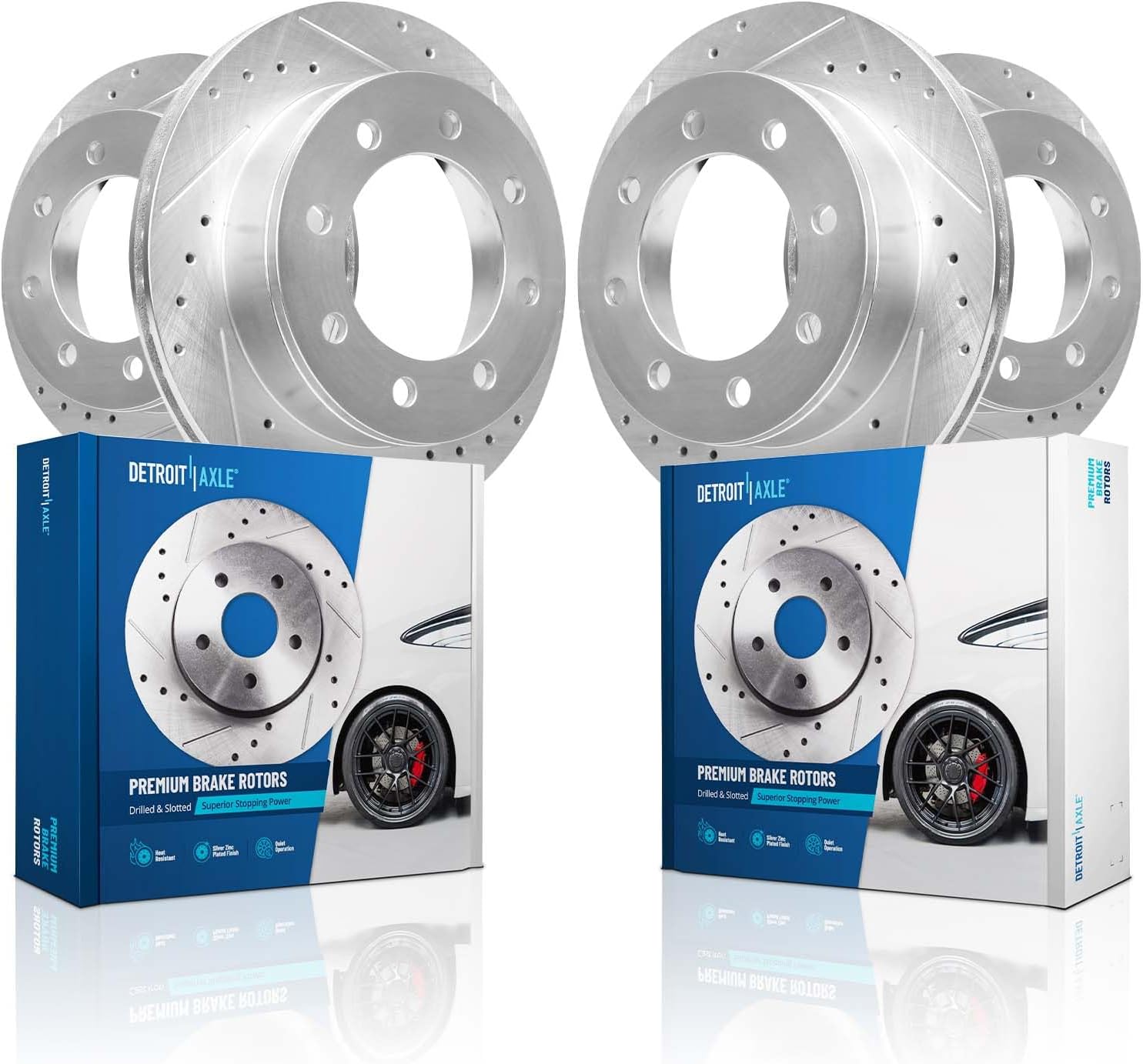 Detroit Axle - Front Rear Brake Rotors for 2003-2008 Dodge Ram 2500 3500 Drilled Slotted Disc Brake Rotors Replacement 2004 2005 2006 2007