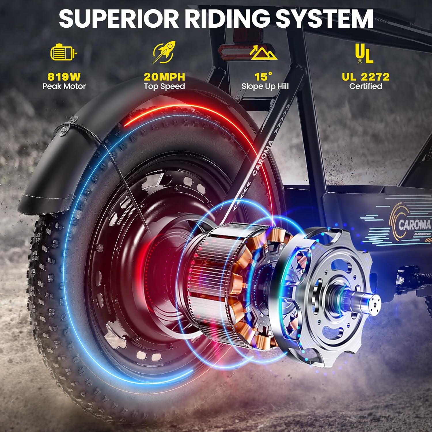 Caroma Peak 500W/800W/1200W Electric Scooter with Seat,16 * 3