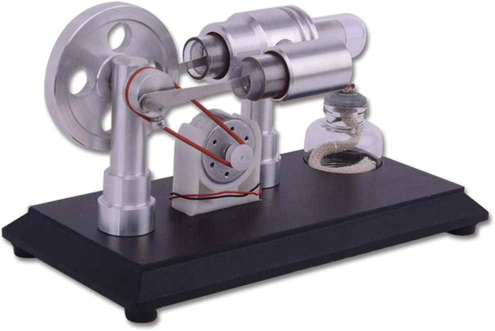 Stirling Engine, Double-Cylinder Stirling Engine Model Micro External Combustion Engine,