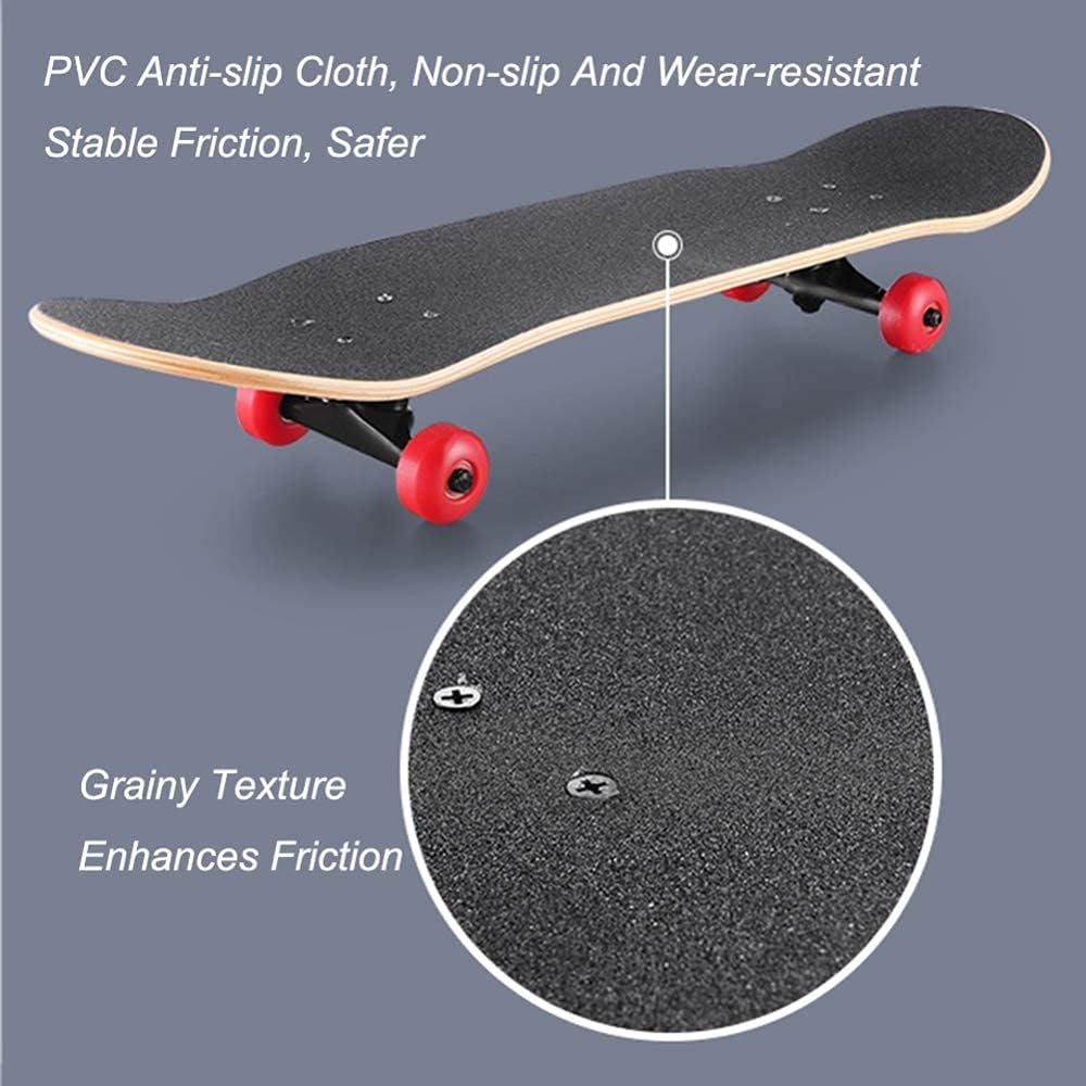 Complete Skateboard 9-Layer Maple Wood Deck Double Kick Standard Skateboards with All-in-One Skate Tool for Kids Teens Adult Beginner (31 x 8 Inch)