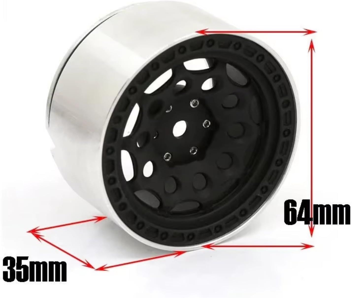 RC Car Parts Compatible with SCX10 for TRX-4 1/10 RC Car Upgrade Parts 2.2in Aluminum Alloy Wheel Hub Off-Road Competition Tire(Black)