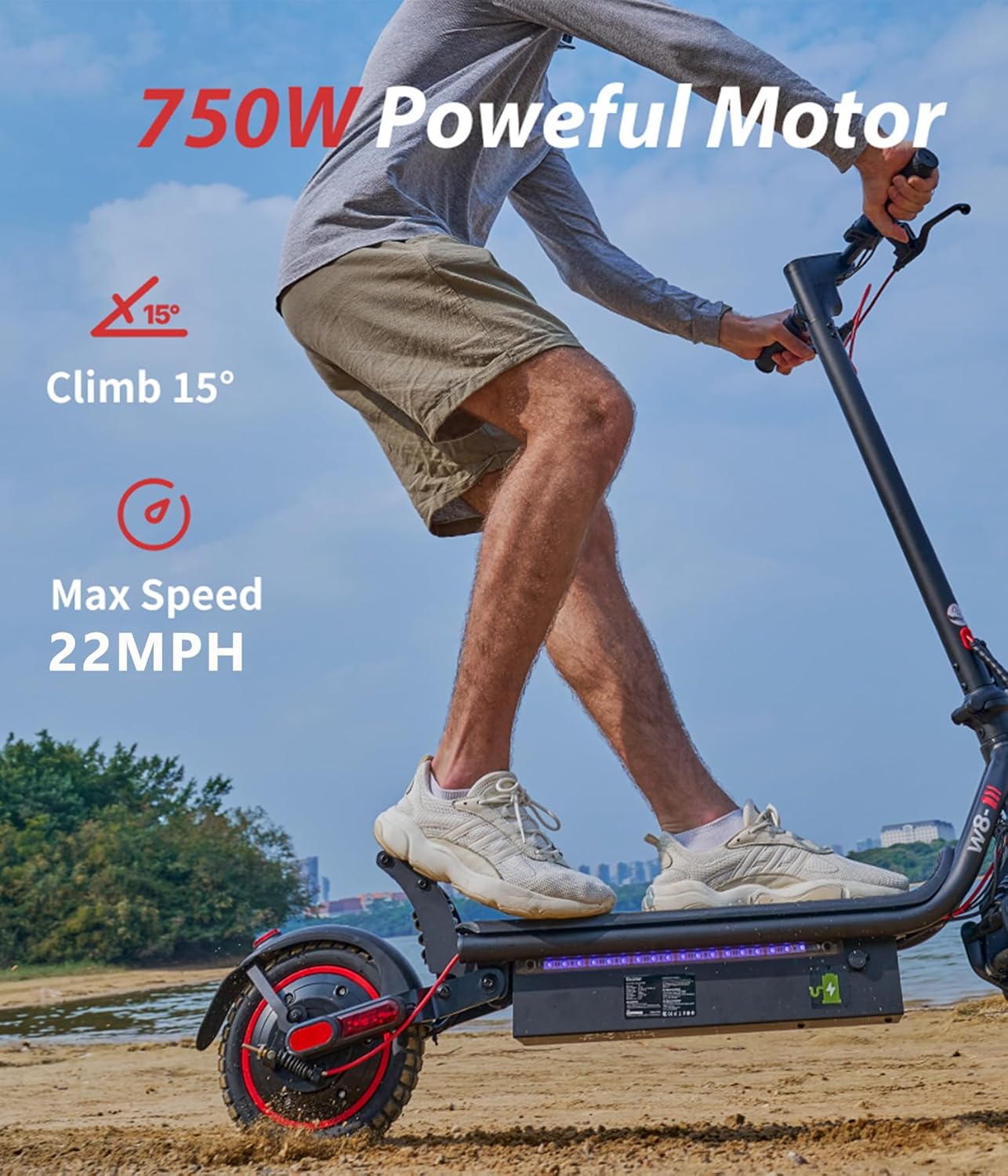 Electric Scooter 750W Powerful Motor for Adults, 22 MPH Top Speed & 25 Mile Range, 9.3