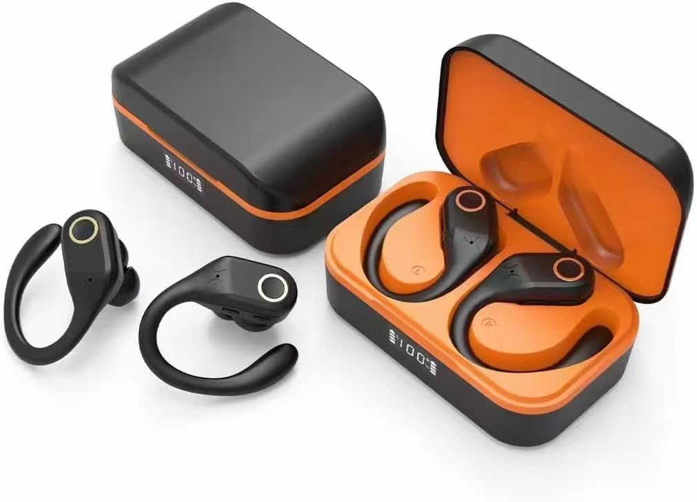 Wireless Earbuds Earhooks Sports in-Ear Bluetooth 5.3 Headphones with Microphone,IPX7 Rating Headset,HiFi Sound Quality Compact and Portable for TV Smart Phone Laptop Computer Sports,Black