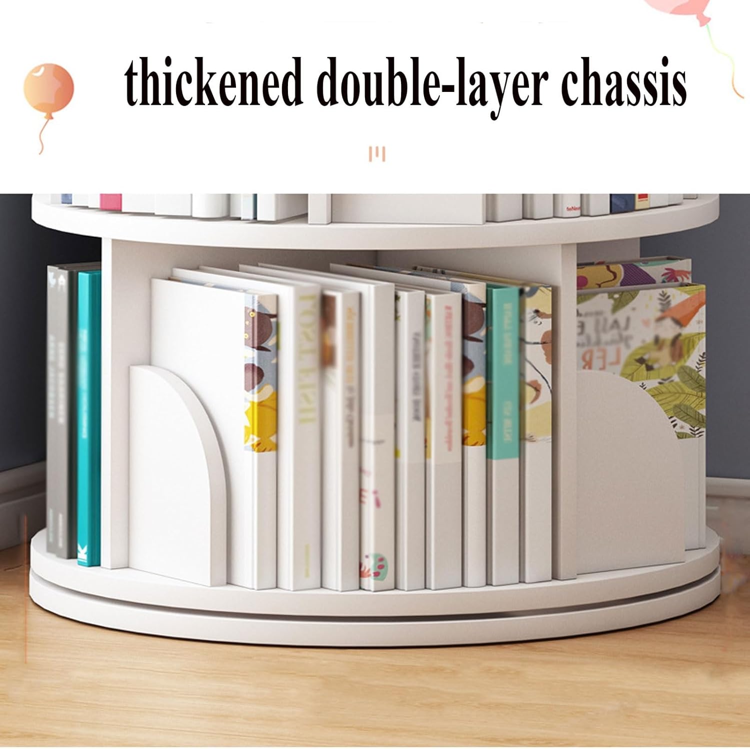 ZLGONRL Spinning Book Shelf Rotating Bookshelf Kids 4 Tier, Tall Narrow Bookcase Modern Special Bookshelf Tower Display Shelf (Green)