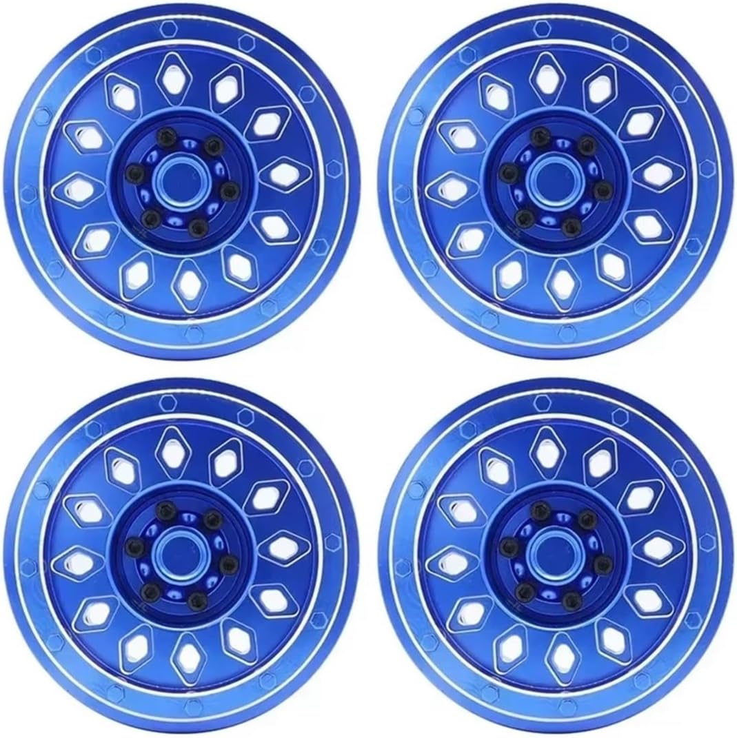 RC Car Accessories for Axial SCX6 1:6 4pcs CNC Aluminum Alloy Wheel Hub Rim RC Car Remote Control Crawler Car Accessories Parts Upgrade Replacement(Blue)