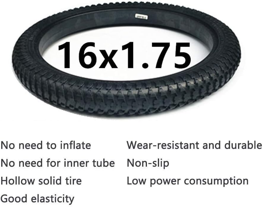 Electric Scooter Tire 16-Inch Solid Tire Honeycomb Shock Absorption Non-Slip and Tear Resistance Suitable for 16X1.75/2.125/2.5/3.0,Safe and Comfort ()