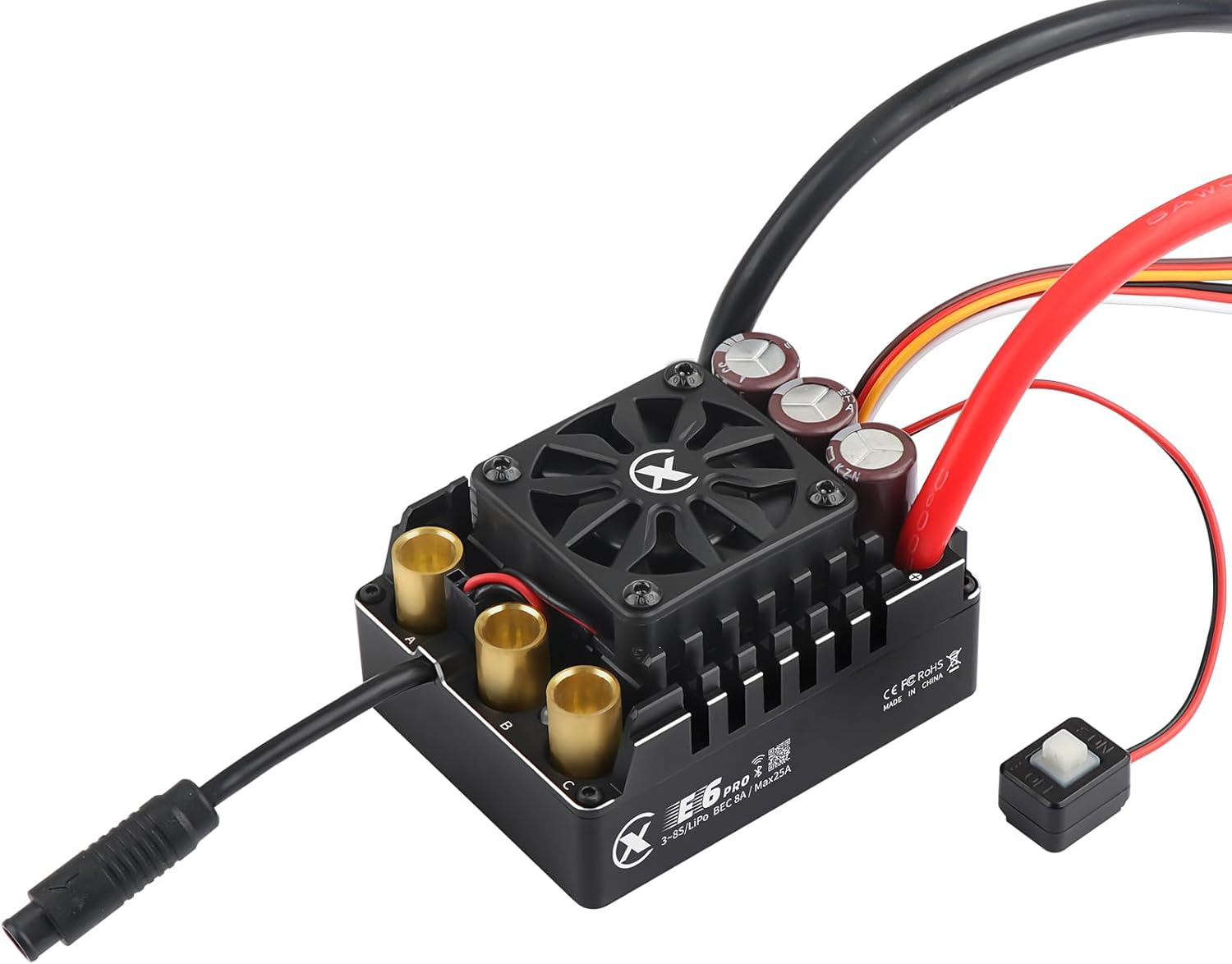 XC E6PRO Sensored Brushless ESC for RC Car, 3-8S Lipo,300A Continuous Current,8-25A 6.0/7.4/8.4V BEC,Efficient Protection,Support Turbo Timing and APP Control, Applicable to 1/6、1/7