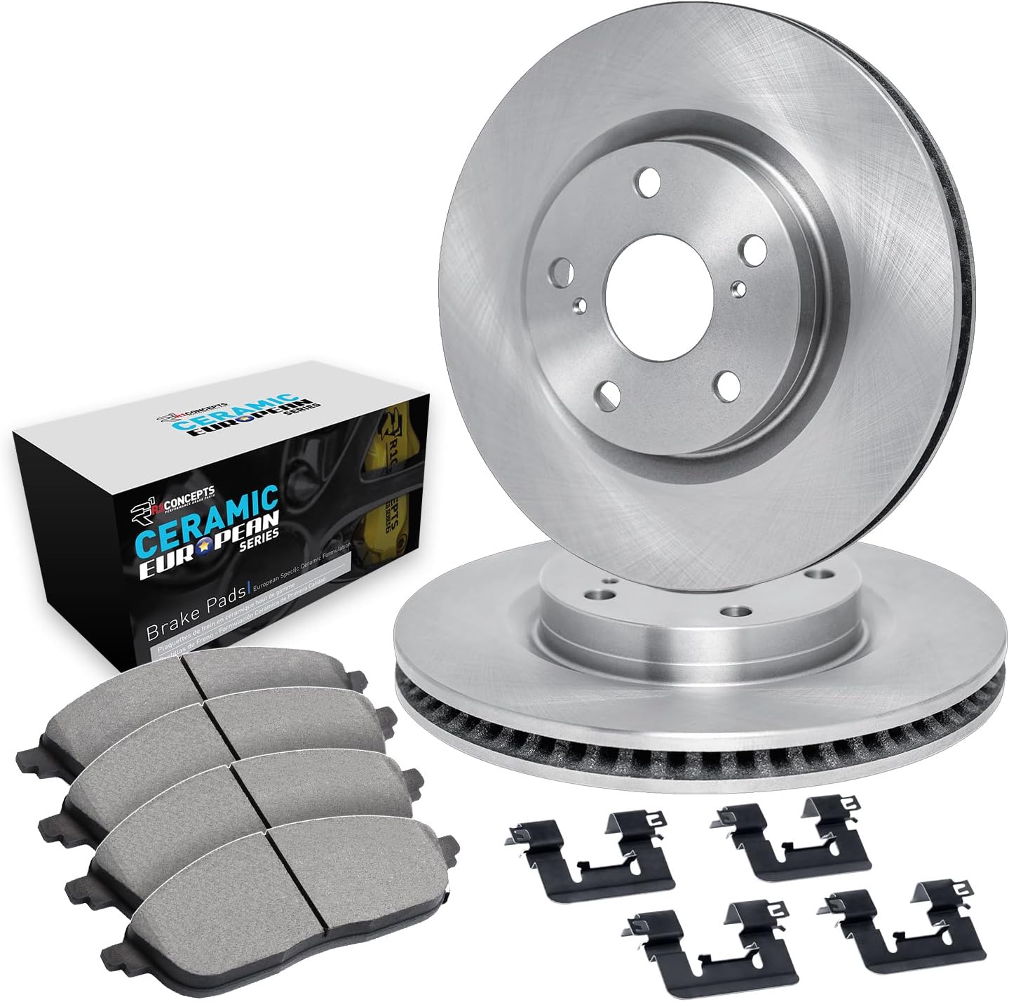 R1 Concepts Front Brake Kit For 2016-2020 Lexus GS, 2015-2022 Lexus RC F| Blank Brake Rotors| Ceramic Brake Pads and Rotors Kit| Hardware included