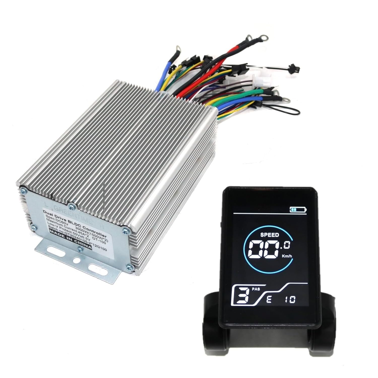 Dual Drive 12 MOSFET 48/60V 3000W Brushless DC Sine Wave Controller with X5 Display for E-Bike/E-Scooter(48v Set)