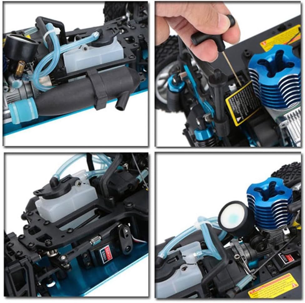 Nitro RC Cars Truck 1/10 Two Speed Nitro Gas Power Truck for Adult Professional Fast Drift Remote Control Car Nitrogen Drive 4WD 80KM/H Metal Chassis Gas Off Road Short Course Vehicle (Blue)