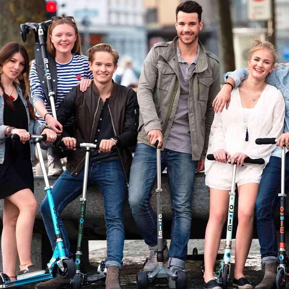 Micro Kickboard - Kickboard Monster - Three Wheeled, Lean-to-Steer Swiss-Designed Micro Scooter for Teens & Adults with Wide Wheels and Two Steering Options for Ages 13+ (Grey/Black)