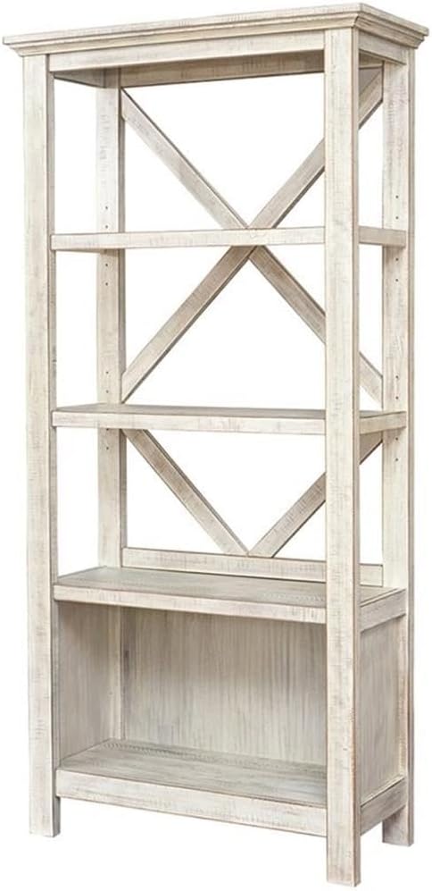 Ashley Furniture Carynhurst 4 Shelf Crossbuck Bookcase in Whitewash