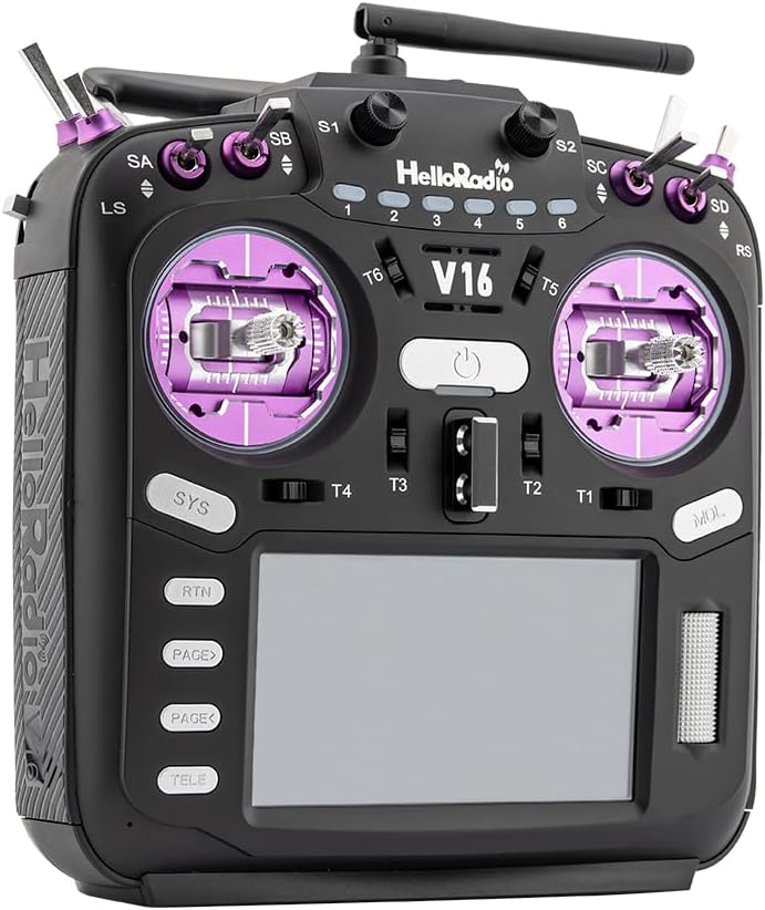 V16Max ELRS CNC Hall Gimbals Radio Transmitter, 16 Channels, 2.4G, Mode 2, for RC Drone (Violet)