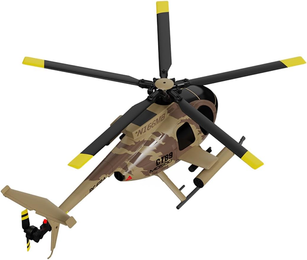 C189 MD500 Little Bird RC Helicopter for Adults - 1/28 Scale 6CH Remote Control Helicopter with Brushless Motor, 6-Axis Gyro & Optical Flow, One-Key Takeoff/Landing - Camo,4 Battery