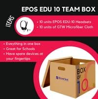 GTW Bundle of EPOS EDU 10 Stereo Headsets (Bulk Pack of 10) Computer Headset with Microphone kit Includes Global Teck Microfiber Cloth
