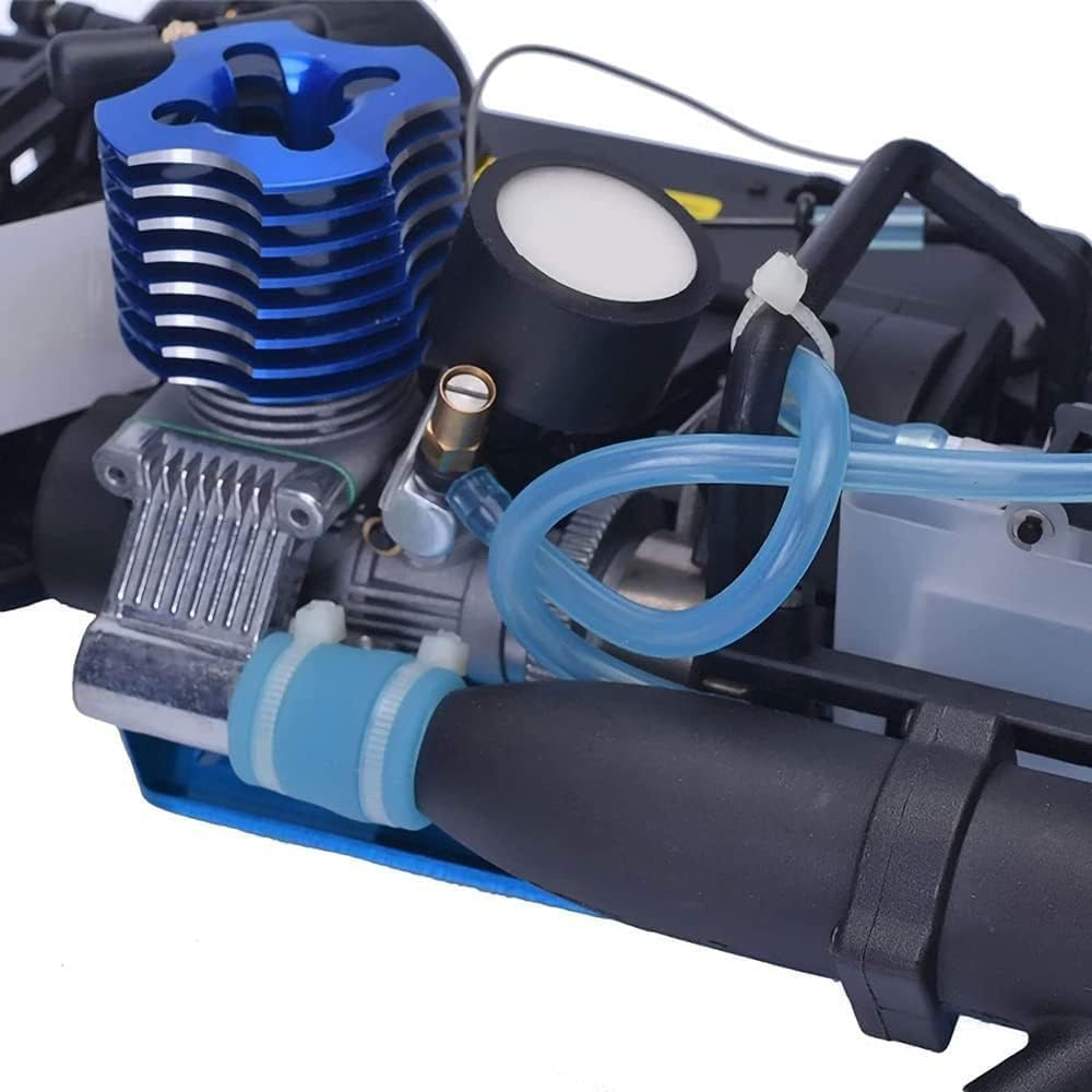 Nitro RC Cars Truck 1/10 Two Speed Nitro Gas Power Truck for Adult Professional Fast Drift Remote Control Car Nitrogen Drive 4WD 80KM/H Metal Chassis Gas Off Road Short Course Vehicle (Blue)