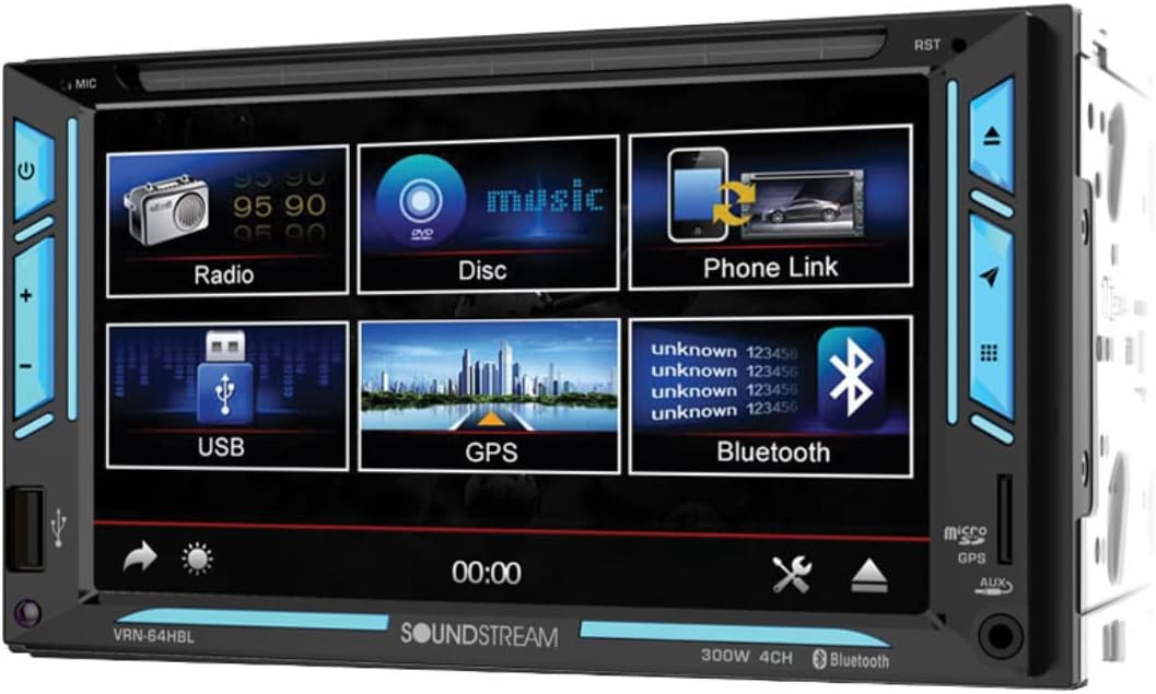 Soundstream VRN-64HBL - 6.2 Inch Navigation Bluetooth Double Din Car Stereo