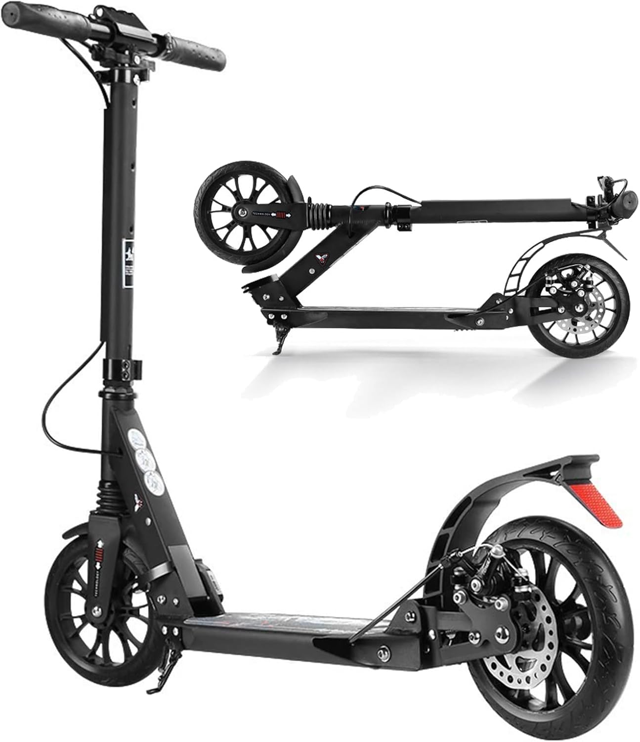Adult Kick Scooter with Brakes, Aluminum Alloy Scooter for Teens & Adults, with Foot Support Frame, Shock AbsorptionDesign, 3 Second Folding, Wear Resistant Big Wheels for Indoor & Outdoo