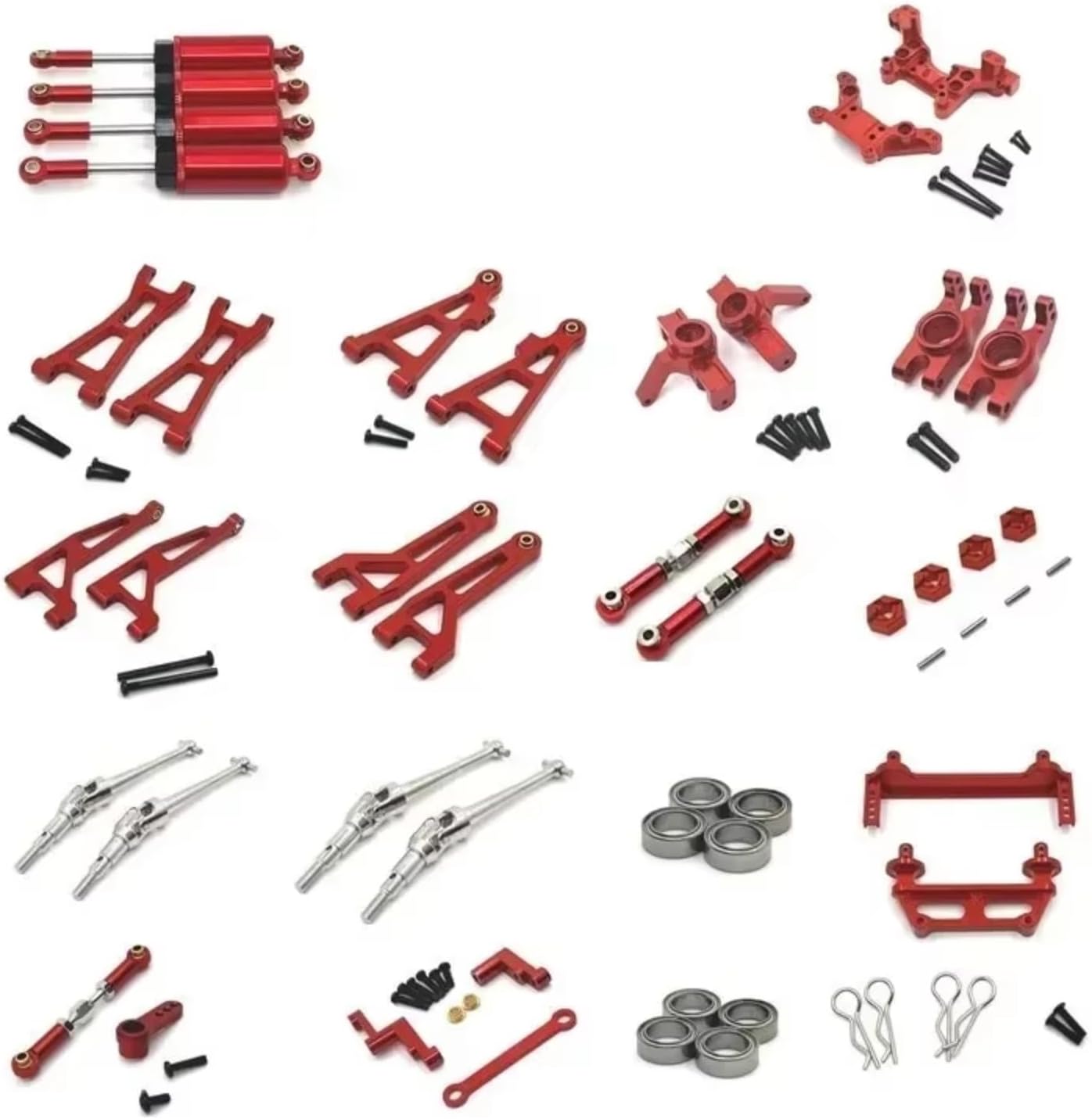 Models Upgrades Parts For M162 16207 1/16 RC Crawler Car Metal Set DIY Modification Upgrade Or Repair Replacement Parts(Red)