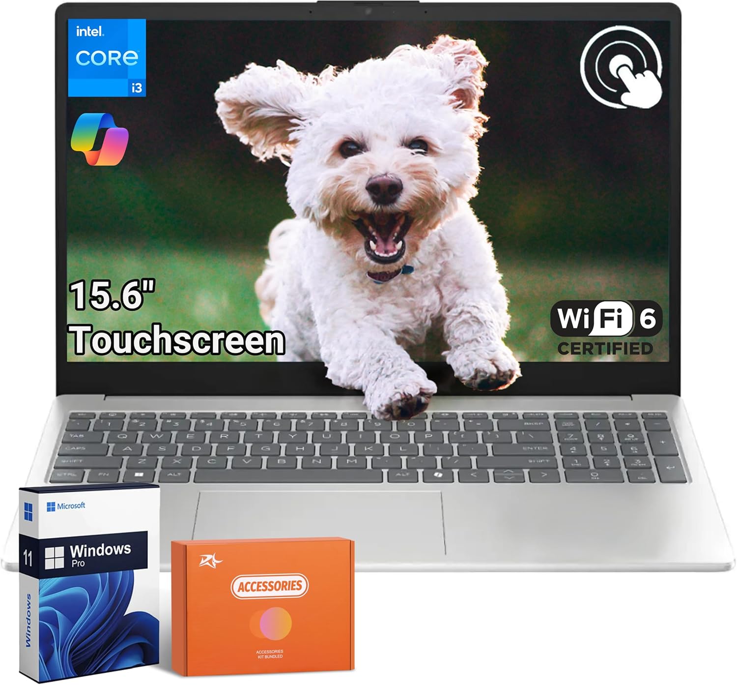 HP 15.6’’ Business Touchscreen Laptop, Intel 13th Processor(i3-1315U), Intel UHD Graphics, 64GB RAM, 2TB SSD, Long Battery Life, Windows 11 Pro, with Accessories