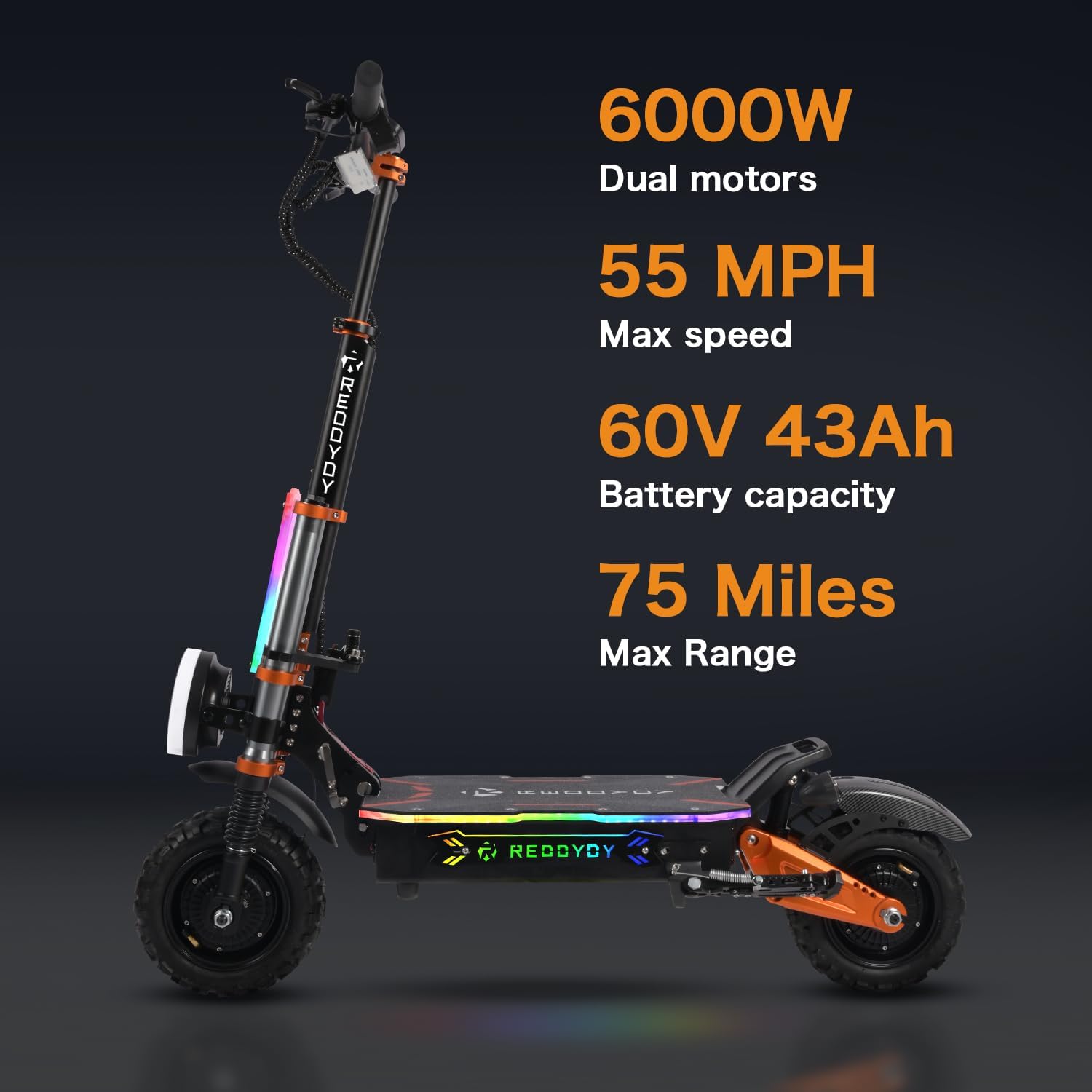 Electric Offroad Scooter RD1-55 MPH Fastest Dual Motor Adult Scooter, 6000W Peak, 11