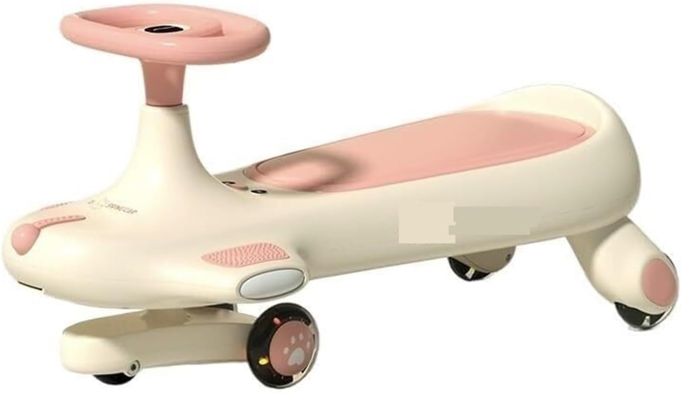 Bicycles Swing Wiggle Car for Kids Ride On Scooterfor Ages 3 and Up Flashing Wheels Toy Set for Indoor Outdoor Play Bike(Warm Pink)