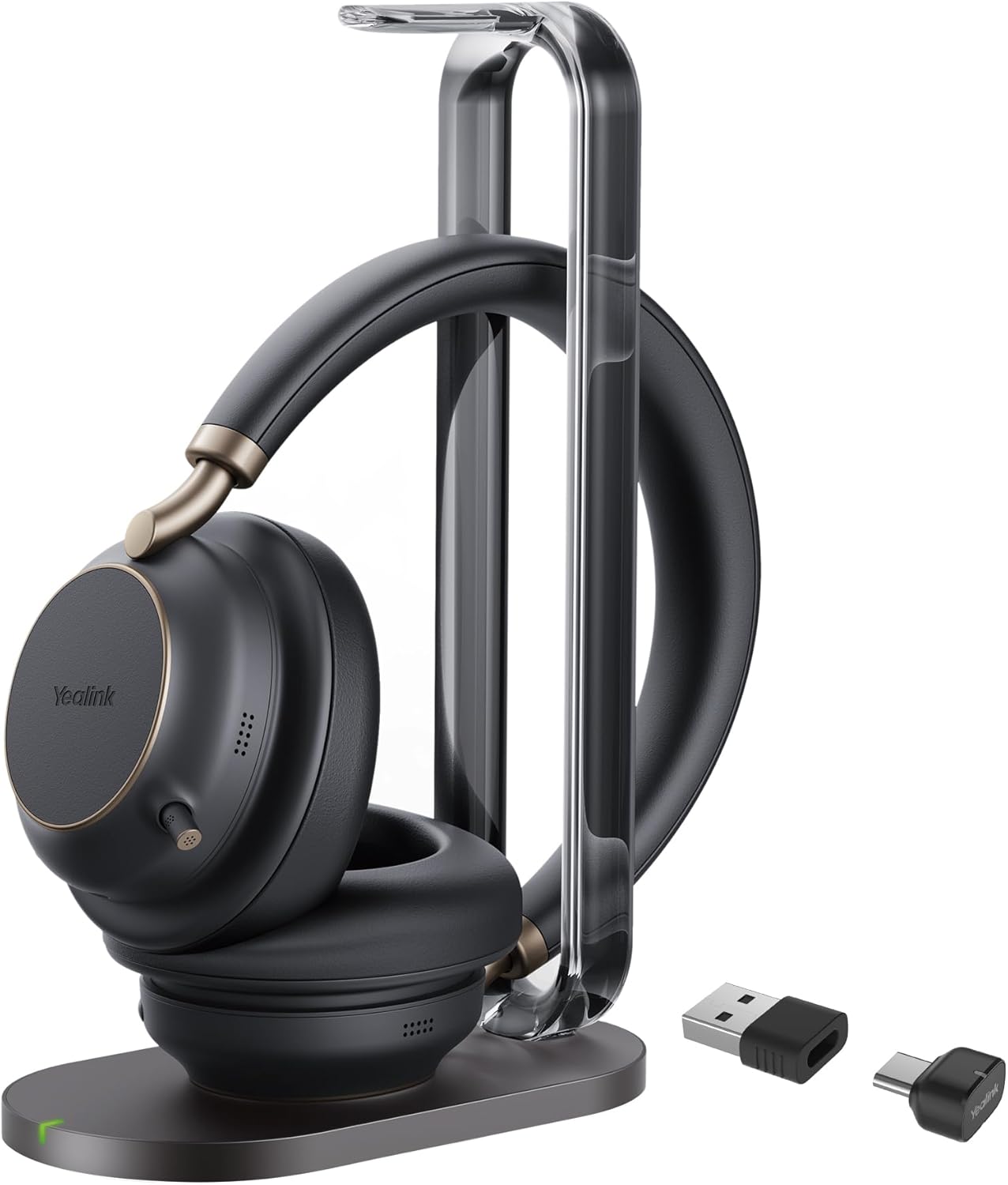 Yealink BH76 Plus with Stand ANC Wireless Headset for Work, Bluetooth Headsets with Microphone Active Noise Cancelling, Headset UC Compatible with PC Mac Mobile Phone, 35h Talking for Hybrid Work